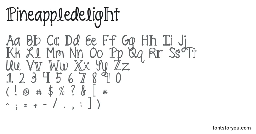 A fonte Pineappledelight – alfabeto, números, caracteres especiais