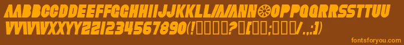 フォントSfFortuneWheelCondensedItalic – オレンジ色の文字が茶色の背景にあります。
