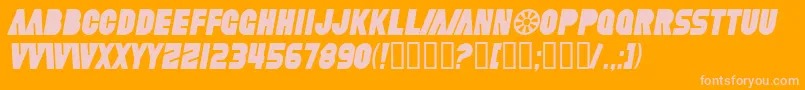 SfFortuneWheelCondensedItalic-Schriftart – Rosa Schriften auf orangefarbenem Hintergrund