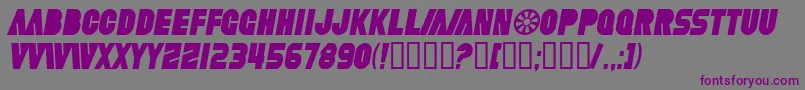 Fonte SfFortuneWheelCondensedItalic – fontes roxas em um fundo cinza