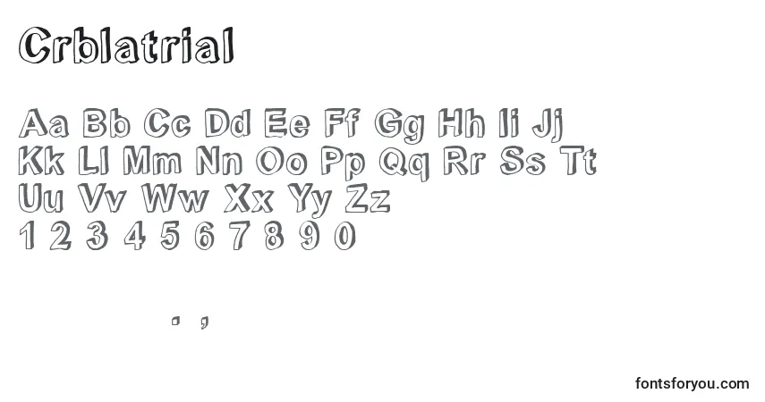 Czcionka Crblatrial – alfabet, cyfry, specjalne znaki