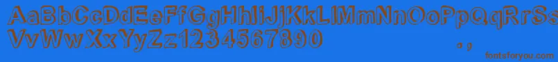Czcionka Crblatrial – brązowe czcionki na niebieskim tle