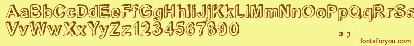 Saiba mais sobre a fonte Crblatrial Fonte Crblatrial – fontes marrons em um fundo amarelo