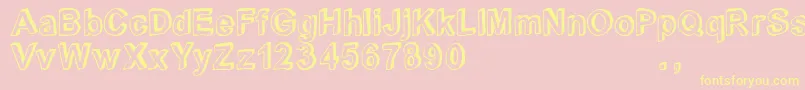 Crblatrial-Schriftart – Gelbe Schriften auf rosa Hintergrund