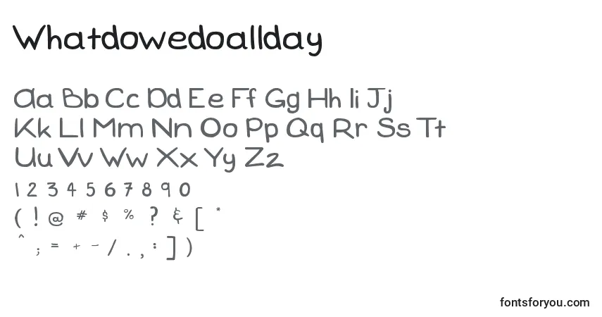 Schriftart Whatdowedoallday – Alphabet, Zahlen, spezielle Symbole