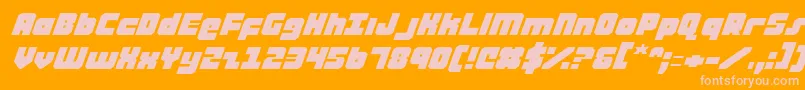 AlphaTaurusExpandedItalic-fontti – vaaleanpunaiset fontit oranssilla taustalla