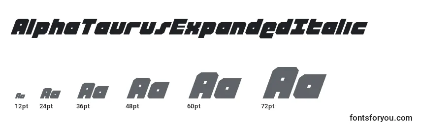 AlphaTaurusExpandedItalic font sizes