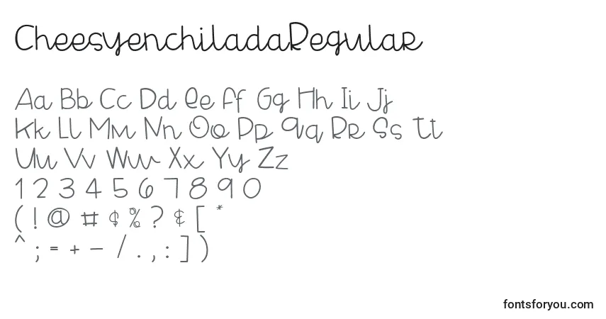 Czcionka CheesyenchiladaRegular – alfabet, cyfry, specjalne znaki