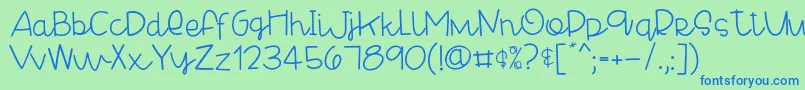 CheesyenchiladaRegular Font – Blue Fonts on Green Background