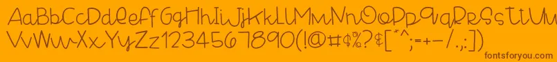 CheesyenchiladaRegular-Schriftart – Braune Schriften auf orangefarbenem Hintergrund