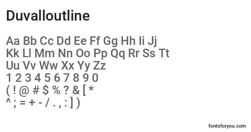 Шрифт Duvalloutline – алфавит, цифры, специальные символы