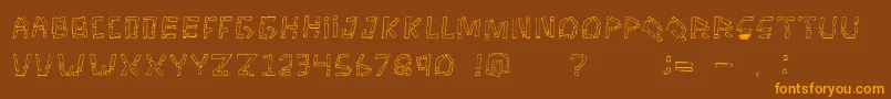 TikitypeRegular-Schriftart – Orangefarbene Schriften auf braunem Hintergrund