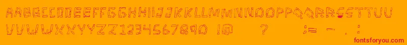 TikitypeRegular-Schriftart – Rote Schriften auf orangefarbenem Hintergrund