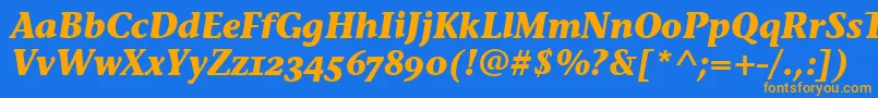 フォントStoneInfOsItcTtBolditalic – オレンジ色の文字が青い背景にあります。