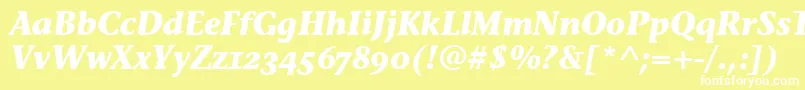 フォントStoneInfOsItcTtBolditalic – 黄色い背景に白い文字