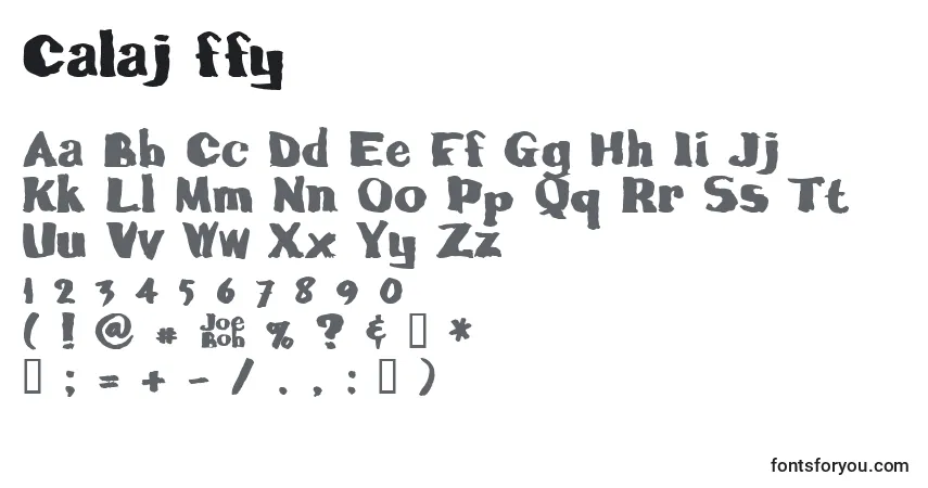 A fonte Calaj ffy – alfabeto, números, caracteres especiais