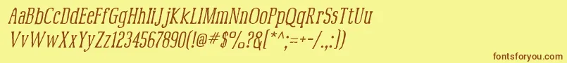 フォントMcfoodpoisoning2 – 茶色の文字が黄色の背景にあります。