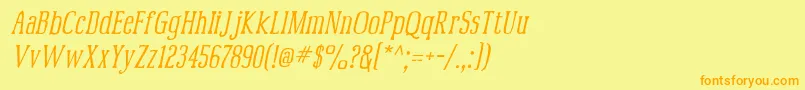 フォントMcfoodpoisoning2 – オレンジの文字が黄色の背景にあります。