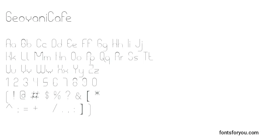 A fonte GeovaniCafe – alfabeto, números, caracteres especiais