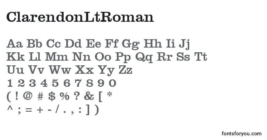 A fonte ClarendonLtRoman – alfabeto, números, caracteres especiais