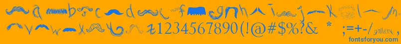 MustacheGallery Font – Blue Fonts on Orange Background