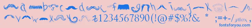 MustacheGallery-Schriftart – Blaue Schriften auf rosa Hintergrund