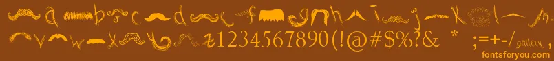 MustacheGallery Font – Orange Fonts on Brown Background