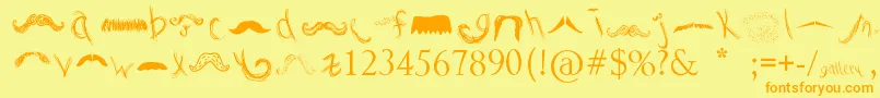 MustacheGallery Font – Orange Fonts on Yellow Background