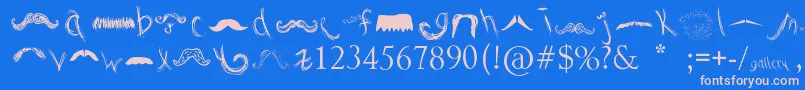 MustacheGallery Font – Pink Fonts on Blue Background