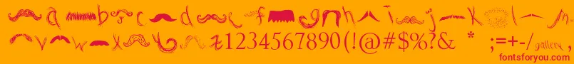 MustacheGallery Font – Red Fonts on Orange Background