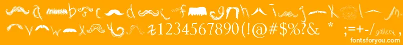 MustacheGallery-Schriftart – Weiße Schriften auf orangefarbenem Hintergrund