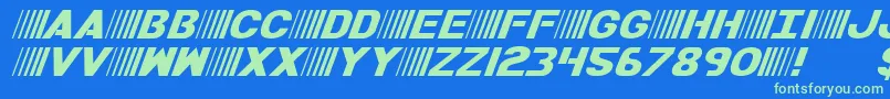 Czcionka BamfItalic – zielone czcionki na niebieskim tle