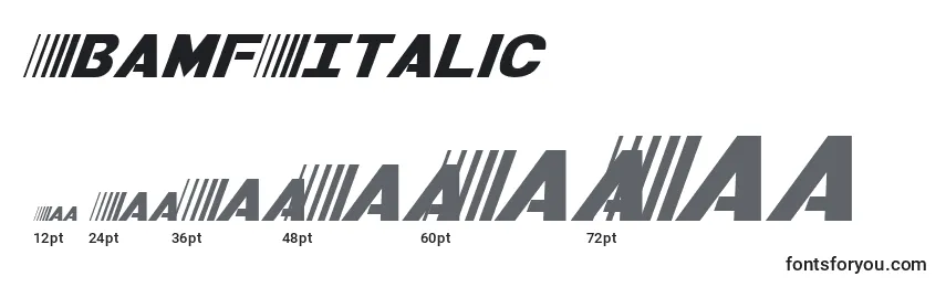 Размеры шрифта BamfItalic