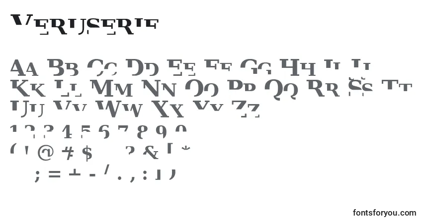 Schriftart Veruserif – Alphabet, Zahlen, spezielle Symbole