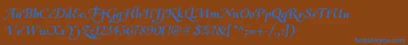 OliettaScriptBolditalic-Schriftart – Blaue Schriften auf braunem Hintergrund