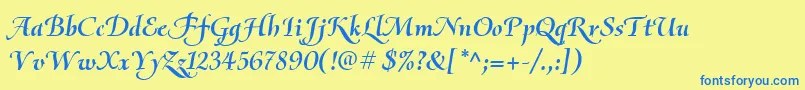 OliettaScriptBolditalic Font – Blue Fonts on Yellow Background