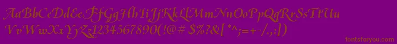 OliettaScriptBolditalic-Schriftart – Braune Schriften auf violettem Hintergrund
