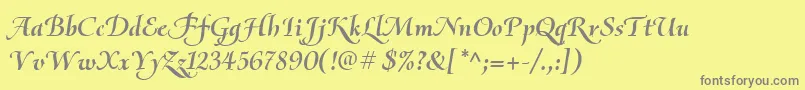 OliettaScriptBolditalic-Schriftart – Graue Schriften auf gelbem Hintergrund