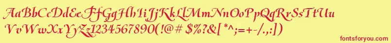 OliettaScriptBolditalic Font – Red Fonts on Yellow Background