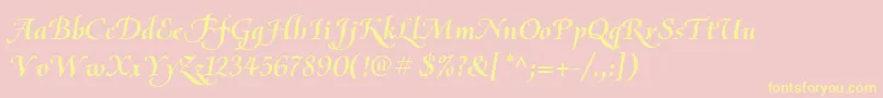 OliettaScriptBolditalic-Schriftart – Gelbe Schriften auf rosa Hintergrund