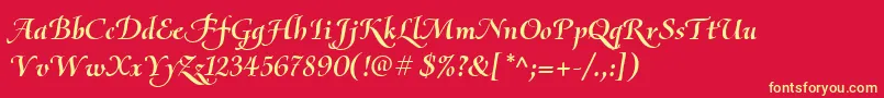 OliettaScriptBolditalic Font – Yellow Fonts on Red Background