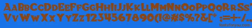 フォントBlitzkrieg – 茶色の文字が青い背景にあります。