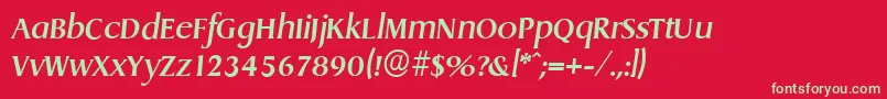 Fonte DragonserialMediumItalic – fontes verdes em um fundo vermelho