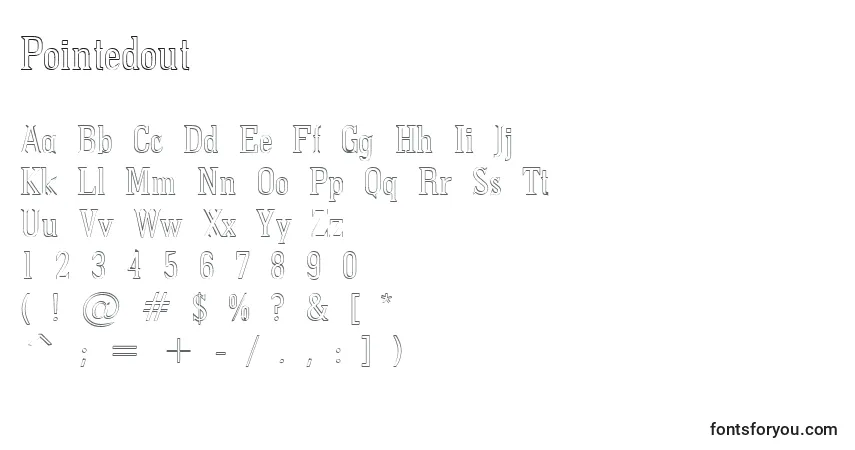 Schriftart Pointedout – Alphabet, Zahlen, spezielle Symbole