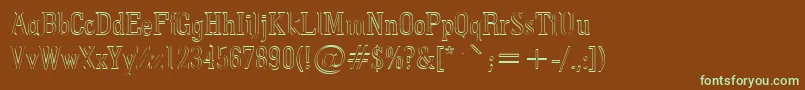 フォントPointedout – 緑色の文字が茶色の背景にあります。