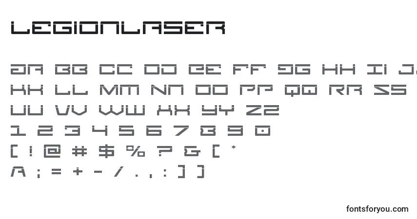 Schriftart Legionlaser – Alphabet, Zahlen, spezielle Symbole