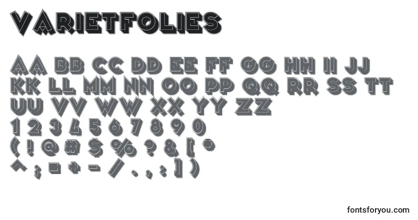 Schriftart VarietРІFolies – Alphabet, Zahlen, spezielle Symbole