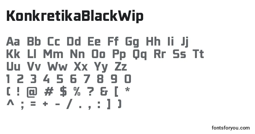 Czcionka KonkretikaBlackWip – alfabet, cyfry, specjalne znaki