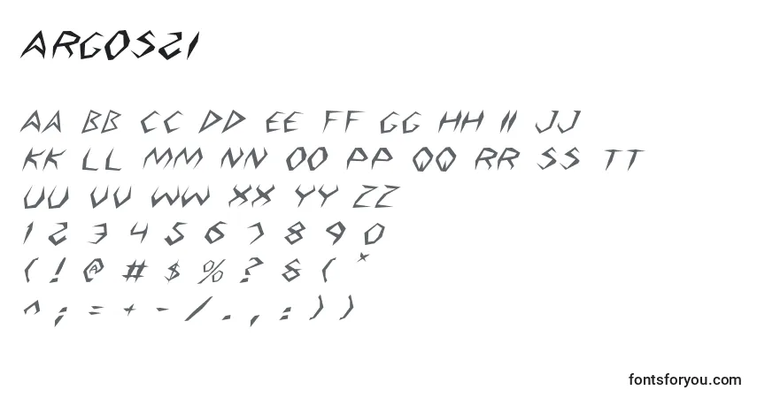 Schriftart Argos2i – Alphabet, Zahlen, spezielle Symbole