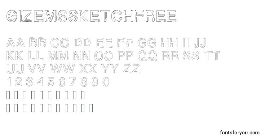 Шрифт Gizemssketchfree – алфавит, цифры, специальные символы